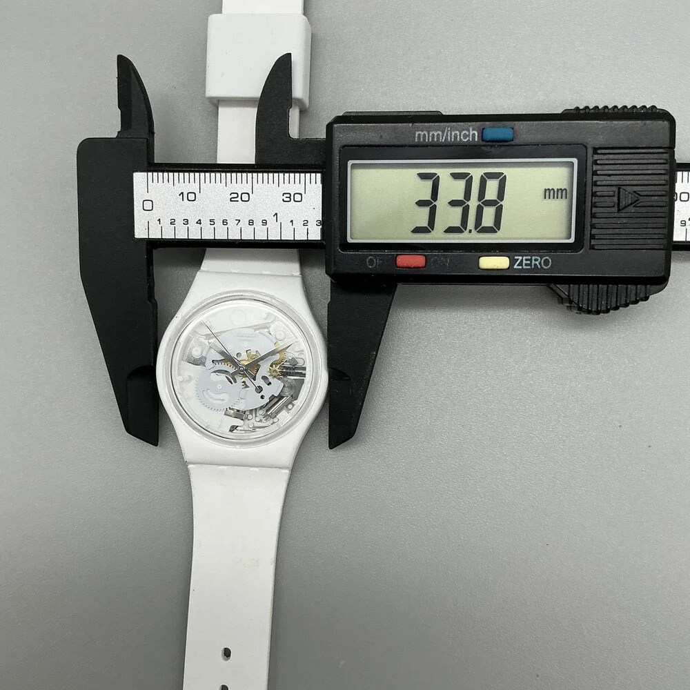 Swatch Womens Watch 34mm Spot White Skeleton Dial Silicone Swiss